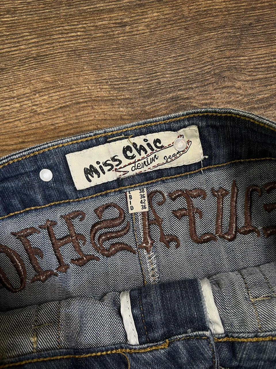 y2k denim skirt with crown embroidery