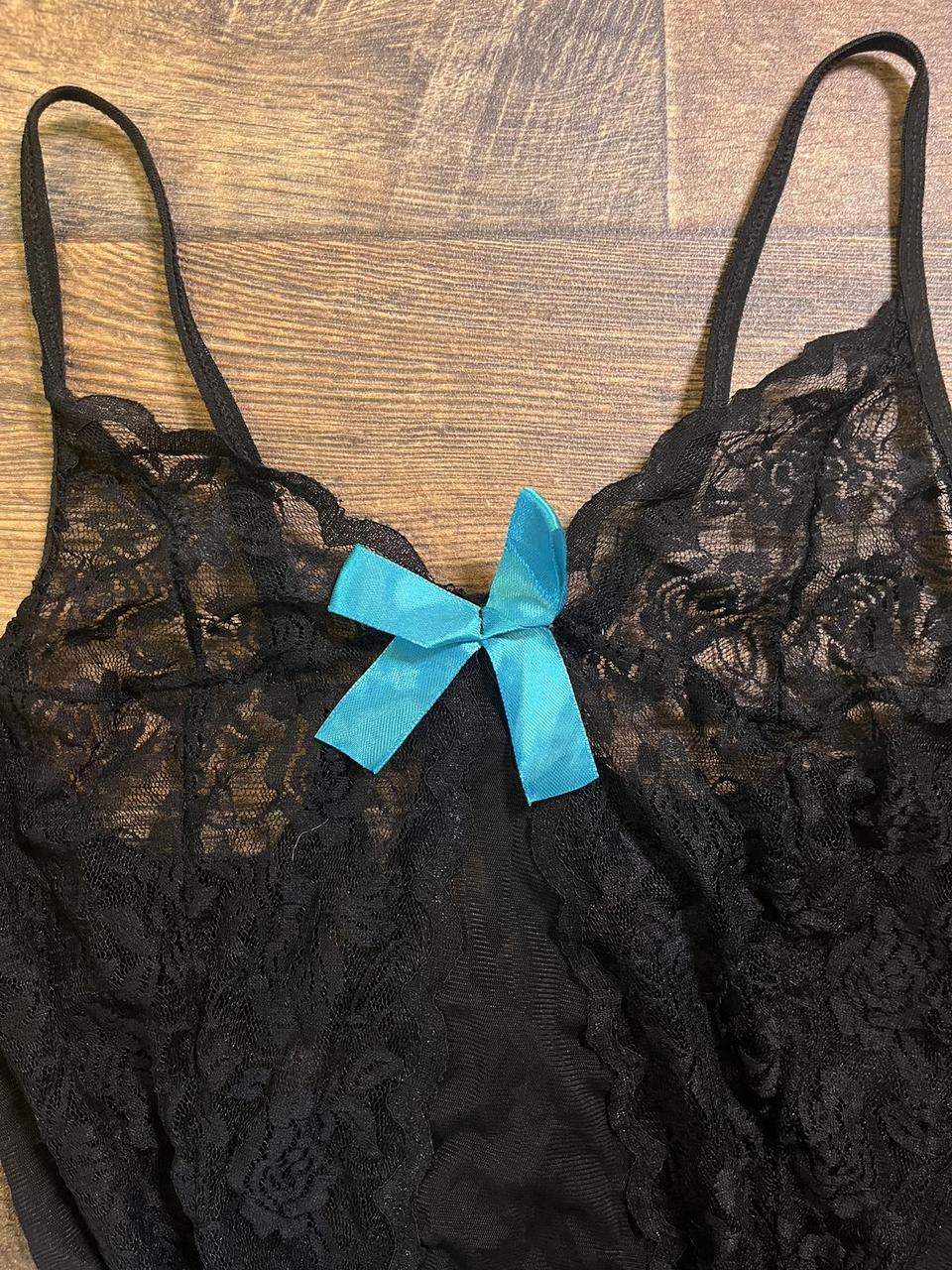 Y2K Lingerie lace slip dress with blue bows