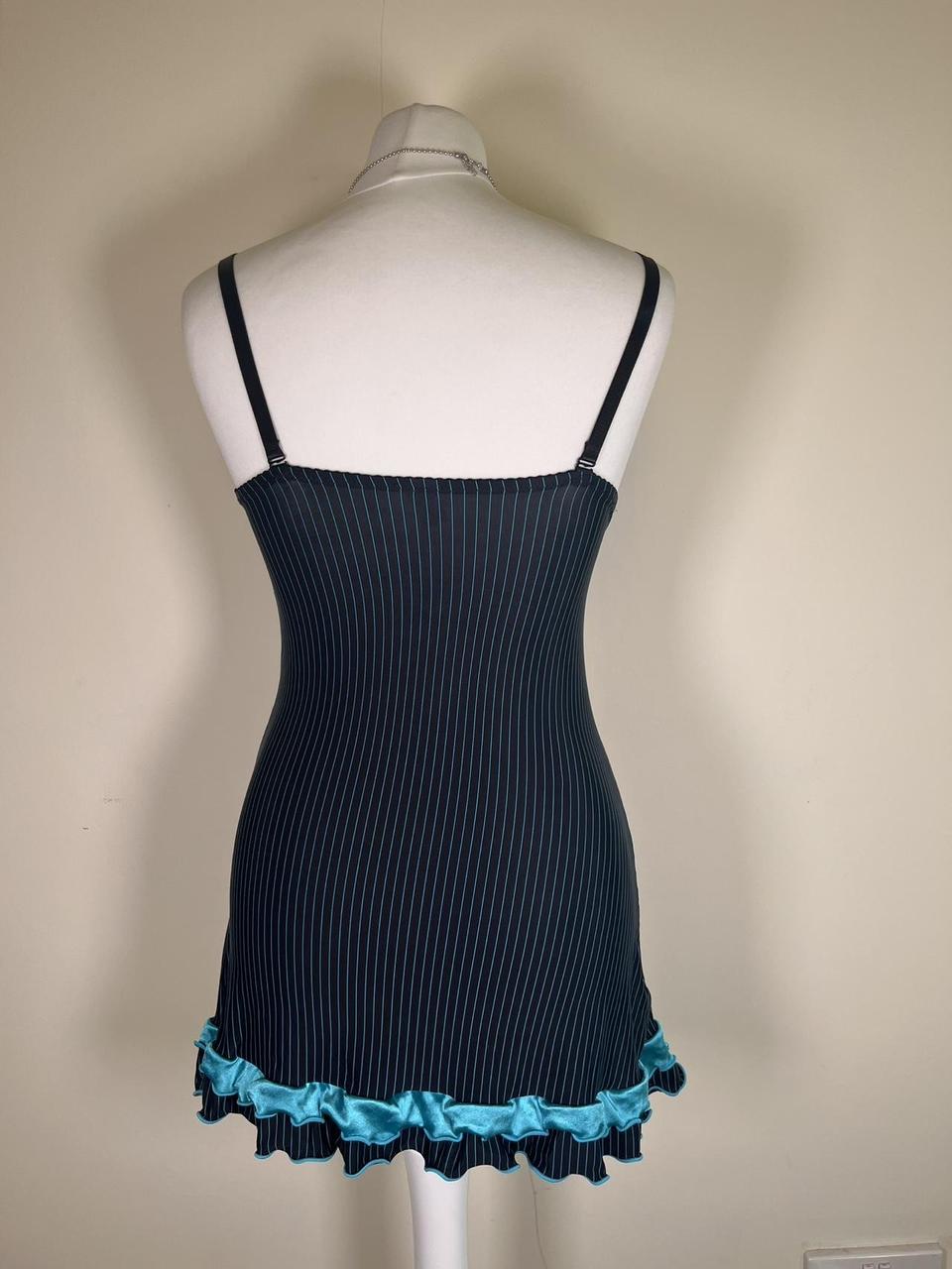 Y2K Pinstripe corset dress with ruffle hem