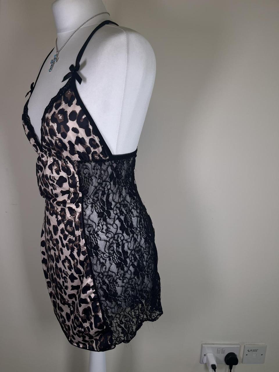 Y2K leopard print babydoll slip dress