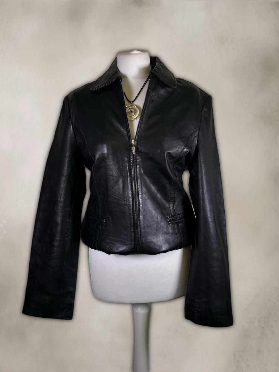 Vintage Leather jacket with silver zipper