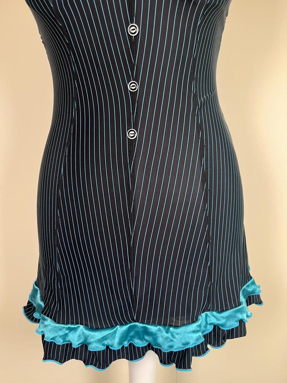 Y2K Pinstripe corset dress with ruffle hem