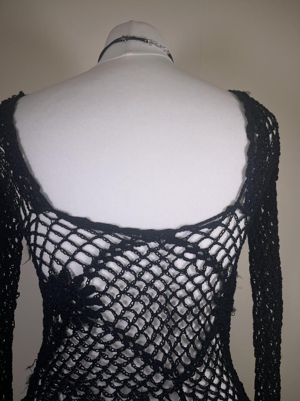 Y2K Floral Crochet Lace top with flared sleeves