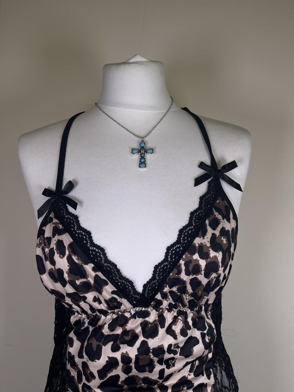Y2K leopard print babydoll slip dress