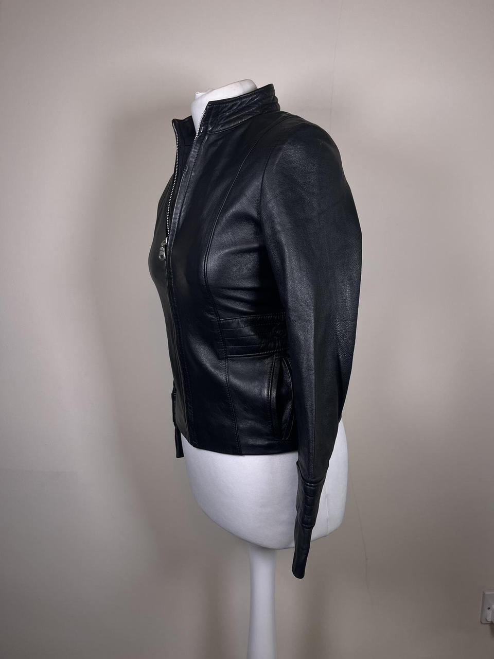 Vintage fitted Leather jacket with silver zipper
