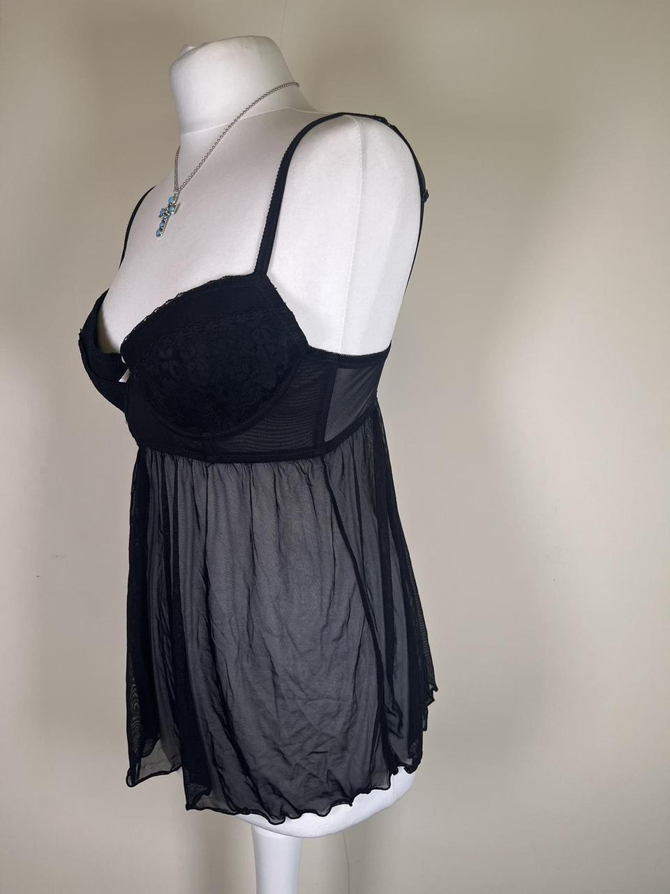 Y2K Black mesh babydoll corset top