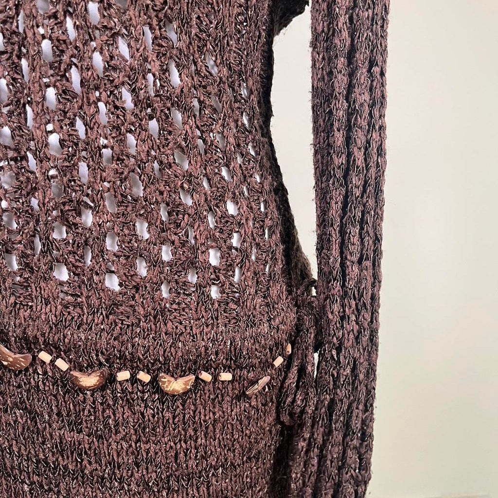 Y2K Beaded Knitted mini dress with floral embroidery