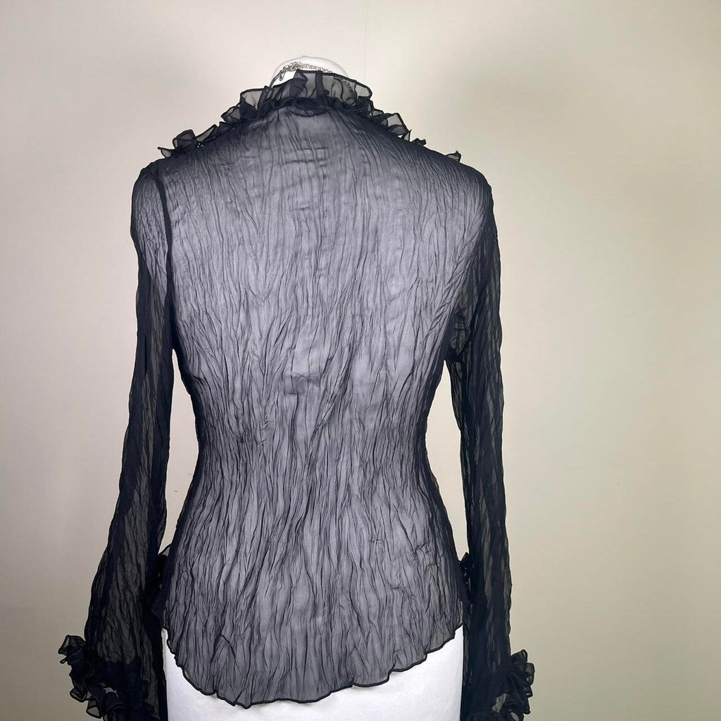 Vintage Y2k Mesh Ruffled Blouse