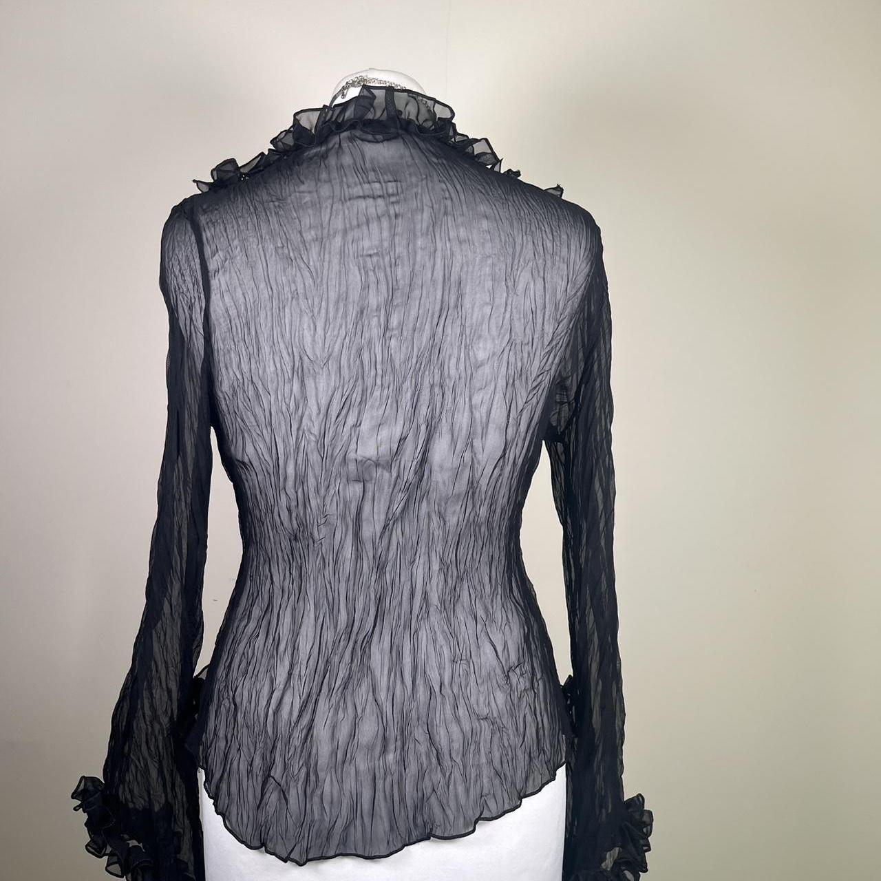 Vintage Y2k Mesh Ruffled Blouse