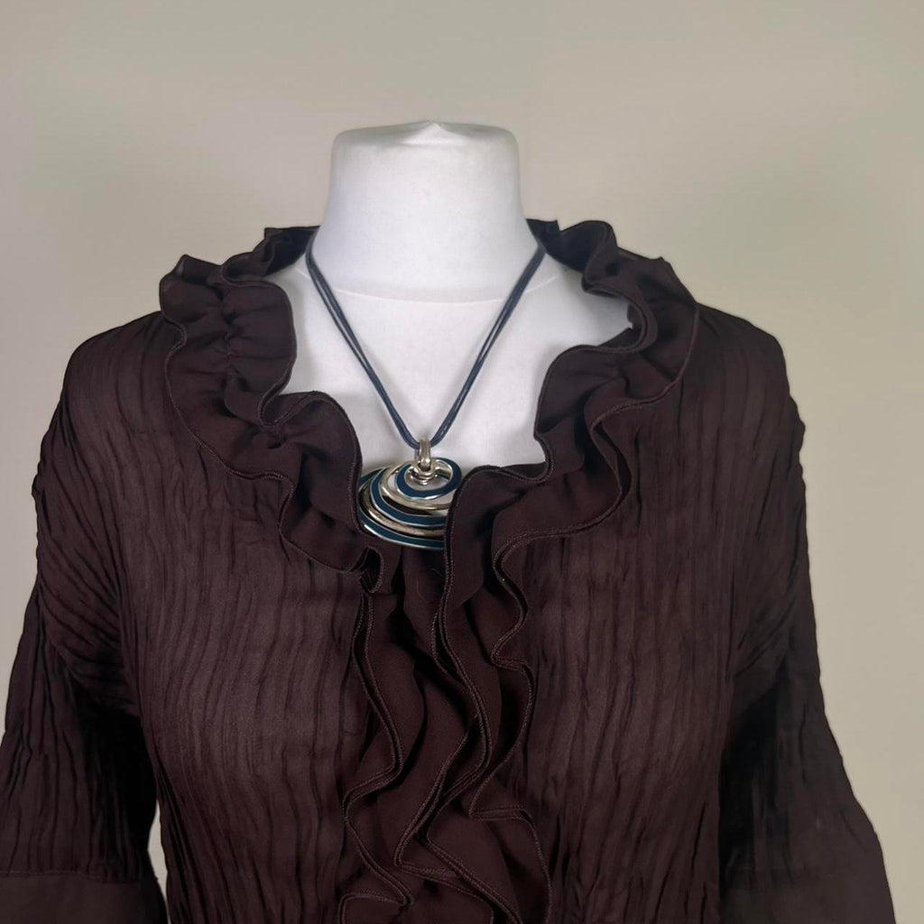 Vintage Y2k Mesh Ruffled Shirt