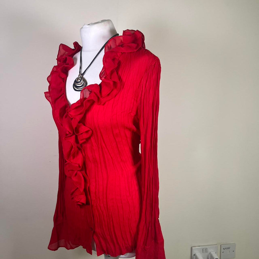 Vintage Y2k Mesh Ruffled Blouse