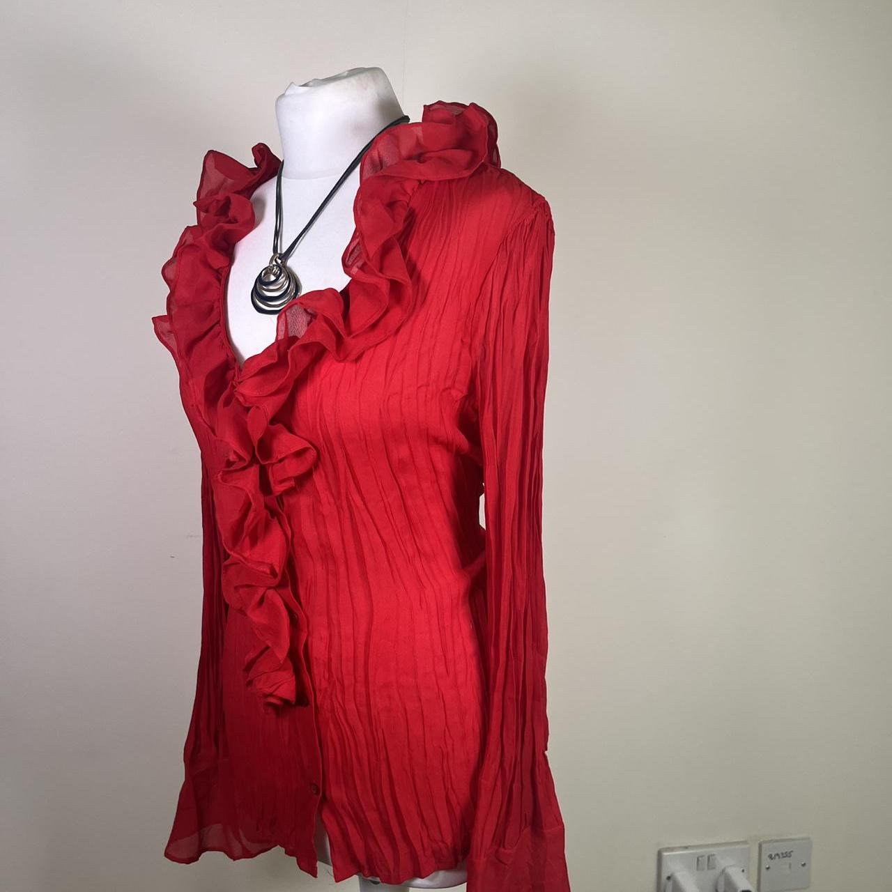 Vintage Y2k Mesh Ruffled Blouse