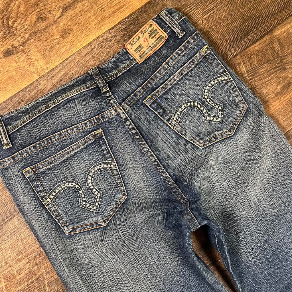 Y2k Low waist boot cut jeans with embroidery