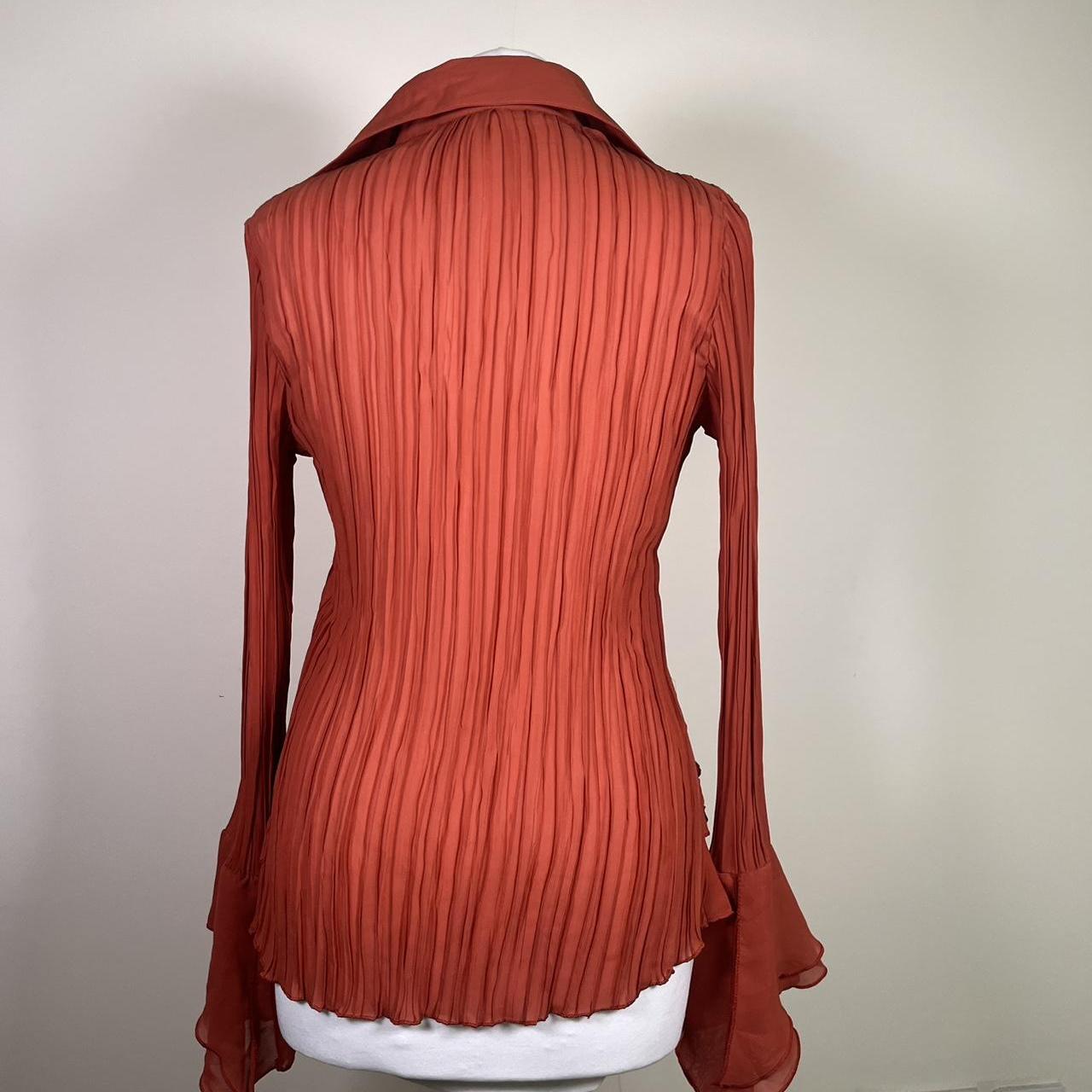 Vintage Y2k Mesh Ruffled Shirt with floral embroidery